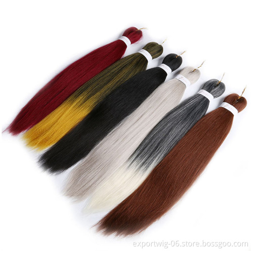 Wholesale Prestretched Braiding Hair Extensions 26inch Ombre Yaki Synthetic Fiber Hot Water Setting Itch Free Easy Braid
